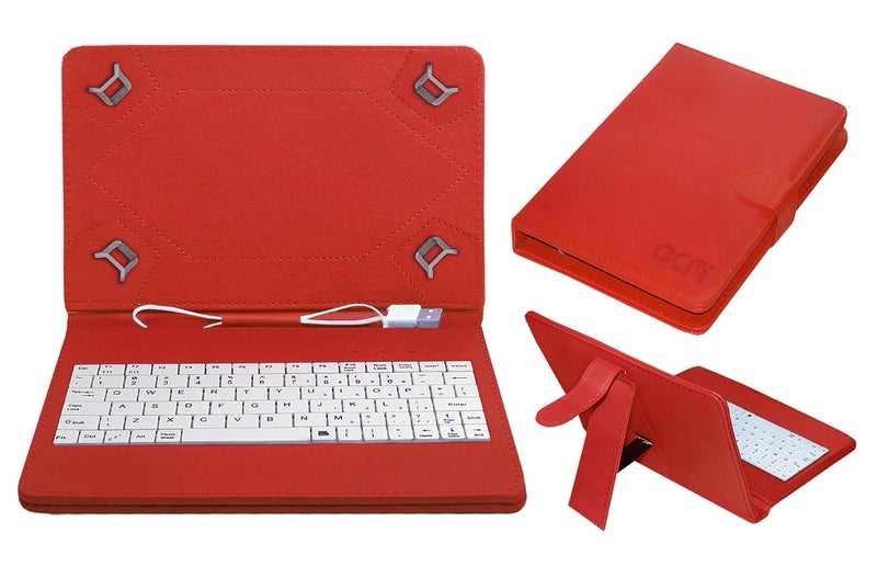ACM USB Keyboard Case Compatible with Lenovo A8-50 A5500 Tablet Cover Stand Study Gaming Direct Plug & Play - Red - Image 2