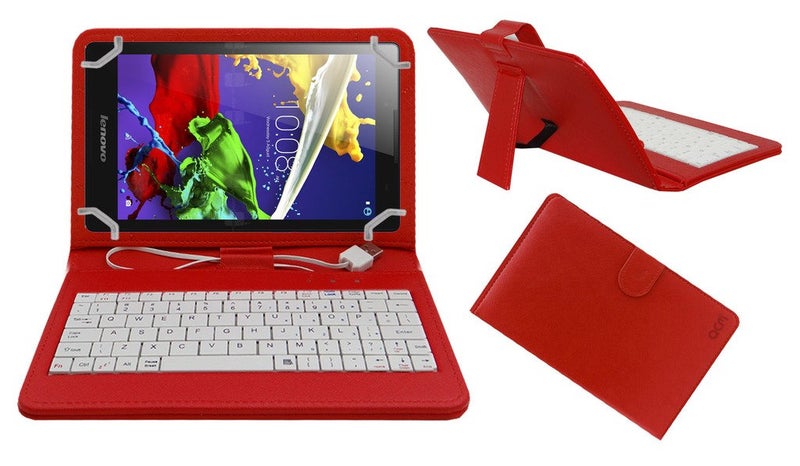 ACM USB Keyboard Case Compatible with Lenovo A8-50 A5500 Tablet Cover Stand Study Gaming Direct Plug & Play - Red - Image 1