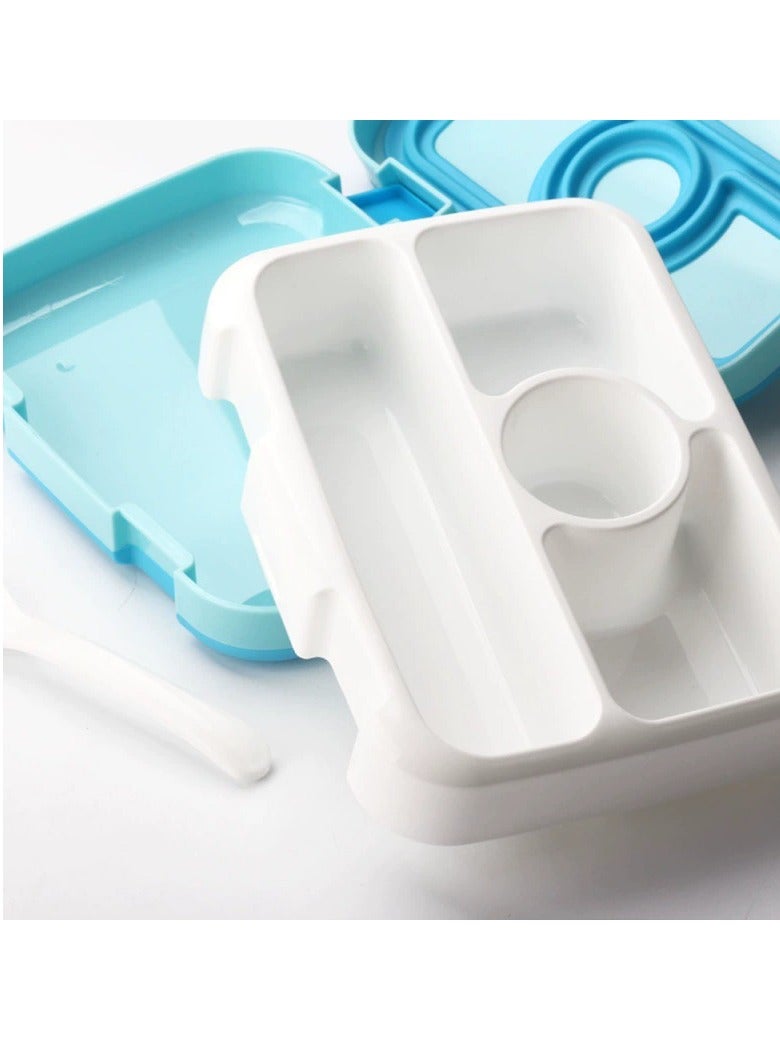 دوركو صندوق الغداء 1000 مل للأطفال والكبار ، 4 مقصورات عميقة ، حاوية غذائية مقاومة للتسرب للوجبة أثناء التنقل ، خزنة الميكروويف (أزرق) - Image 2