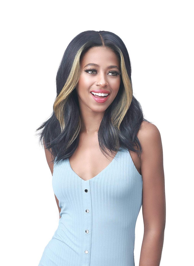 BOBBI BOSS Bobbi Boss 13X4 HD Lace Front Bob Curly Wigs - MLF233 AVRI, Women s Short Wig Loose Wavy Synthetic with Baby Hair, Special Colors Daily Wig, High Heat Resistant 1B, Off Black , 1 Count Pack of 