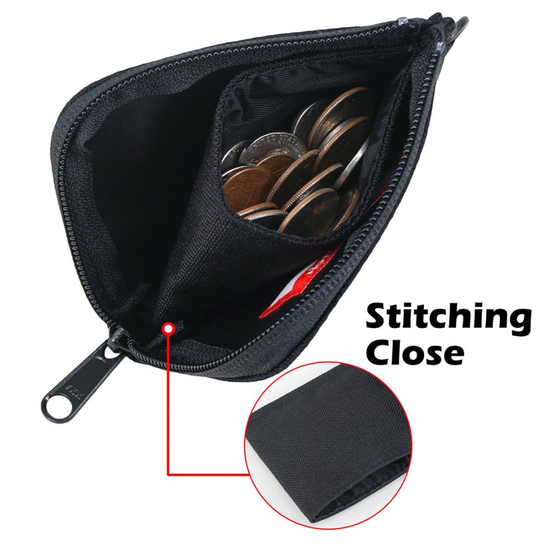 RE ROUGH ENOUGH محفظة نقود صغيرة من روف إنوف مع حزام عنق وحلقة مفاتيح باللون الأسود - Image 5