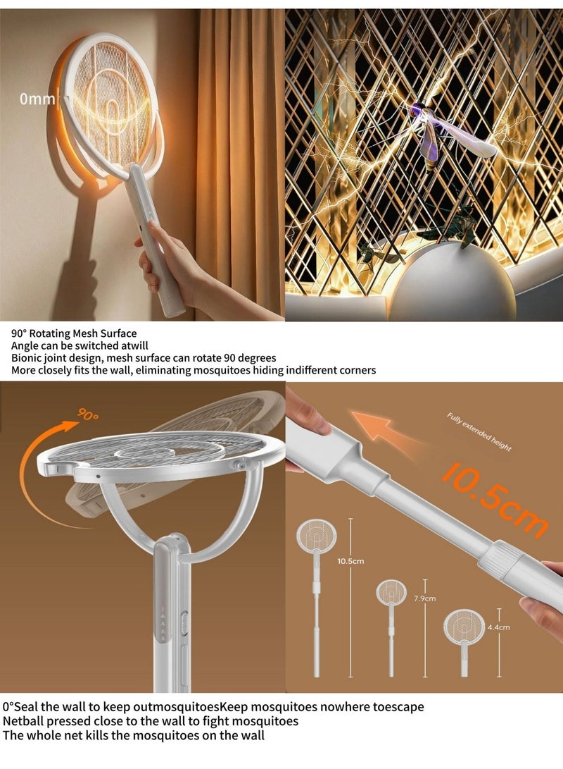 CHIGO Extendable u0026 Rotatable Electric Mosquito Swatter with Night Light Charging Base, 2-in-1 Powerful Mosquito Killer for Indoor u0026 Outdoor Use, Rechargeable u0026 Angle Adjustable - Image 4