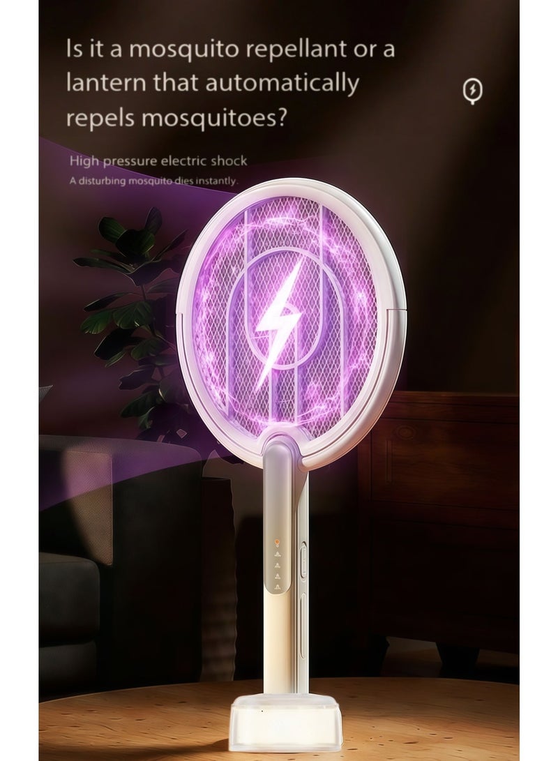 CHIGO Extendable u0026 Rotatable Electric Mosquito Swatter with Night Light Charging Base, 2-in-1 Powerful Mosquito Killer for Indoor u0026 Outdoor Use, Rechargeable u0026 Angle Adjustable - Image 2