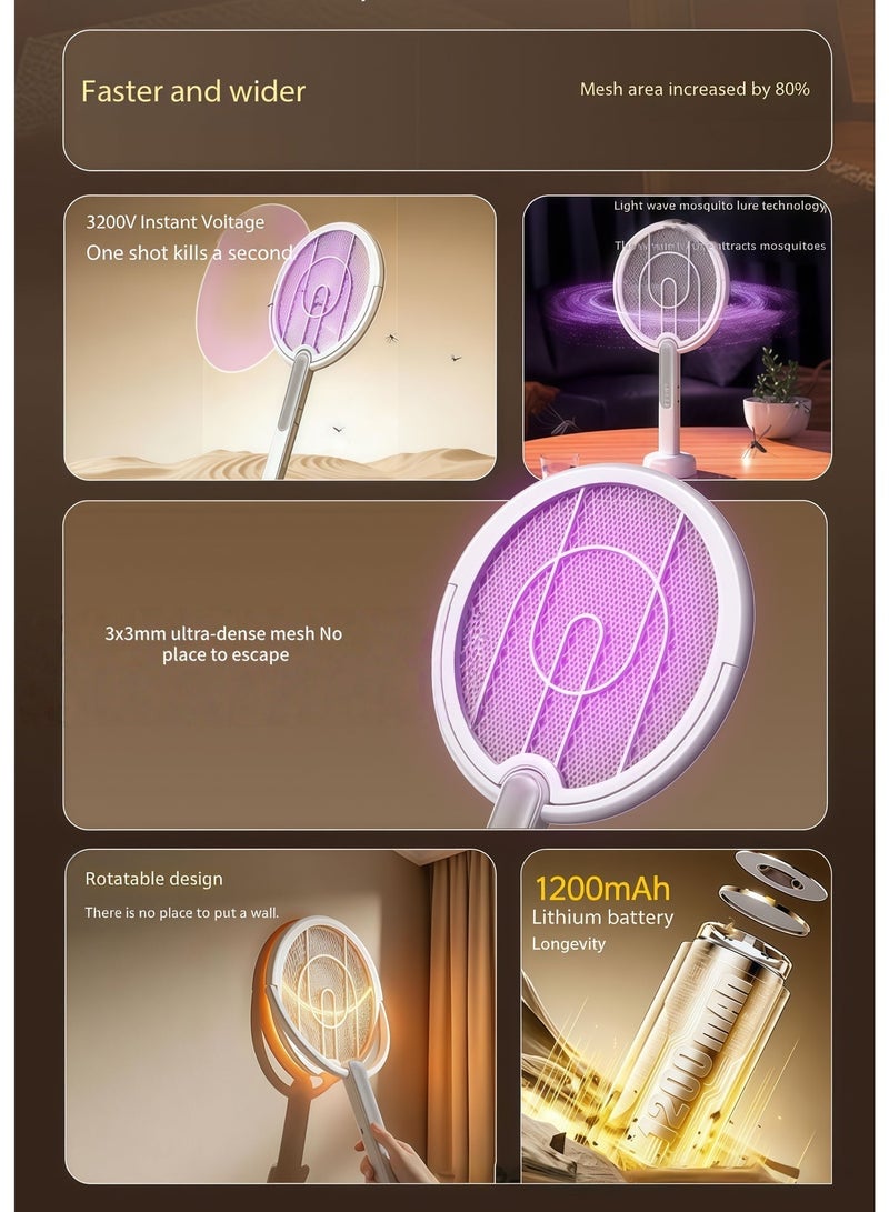 CHIGO Extendable u0026 Rotatable Electric Mosquito Swatter with Night Light Charging Base, 2-in-1 Powerful Mosquito Killer for Indoor u0026 Outdoor Use, Rechargeable u0026 Angle Adjustable - Image 5