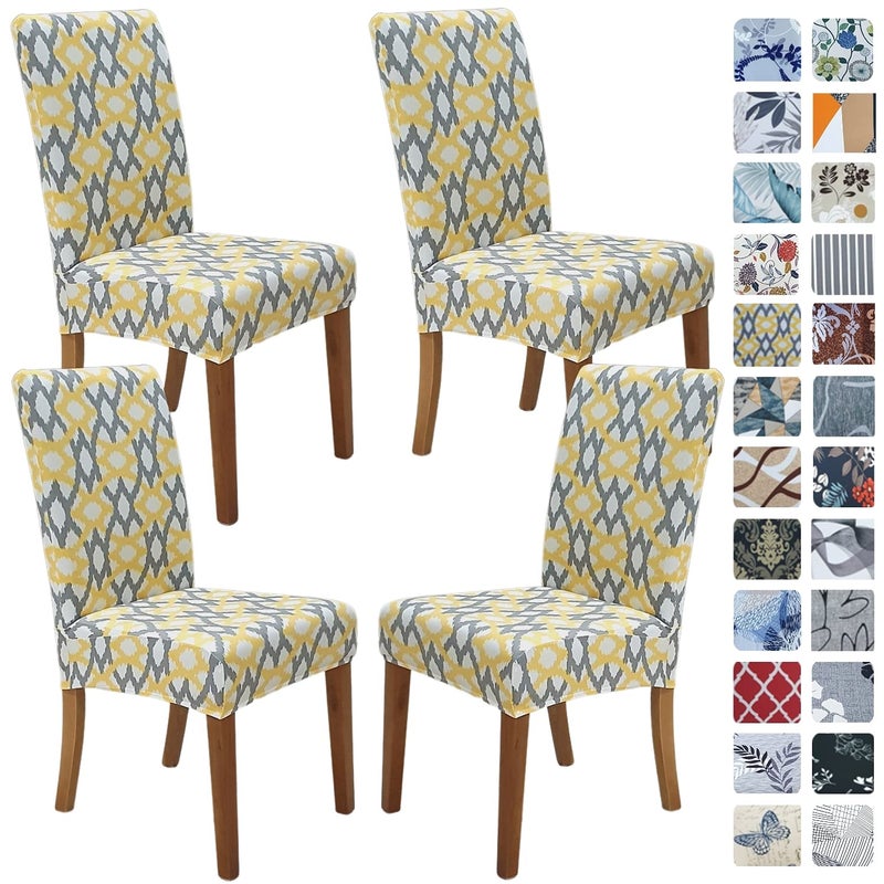 SPRINGRICO Chair Covers for Dining Room Set of 4 Stretch Dining Chair Cover Washable Spandex Kitchen Parsons Chair Slipcovers Removable Seat Protector for Home or Party 4 Pack Sunshine Zen - Image 2