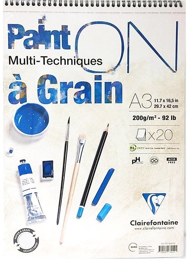 Clairefontaine Clrf Pd966219 Paint-On Grain Solution Block A3 200Gr 20Yp 