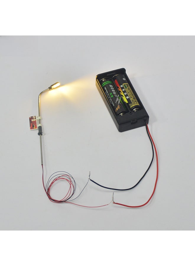 Miniature Glowing Street Lamp Model Led Metal Advertising Lamp Architectural Sandbox Micro-scene 3vdiy Model Material-Color:One 3v Battery Box (without Battery)  - Image 5
