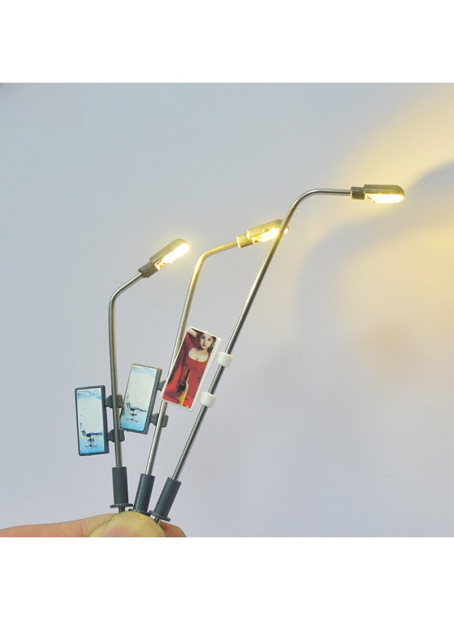 Miniature Glowing Street Lamp Model Led Metal Advertising Lamp Architectural Sandbox Micro-scene 3vdiy Model Material-Color:One 3v Battery Box (without Battery)  - Image 4