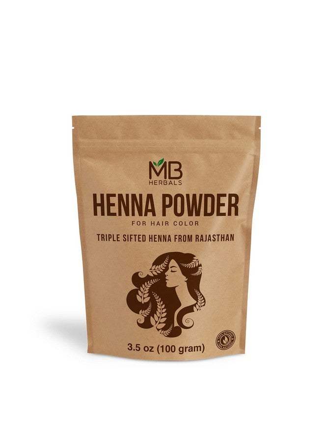 MB Herbals 100% Pure & Natural Henna Powder 100 Grams / 3.5 oz For Hair Color | For Natural Orange-Red Hair Color | Triple Sifted | No Preservatives - Image 1