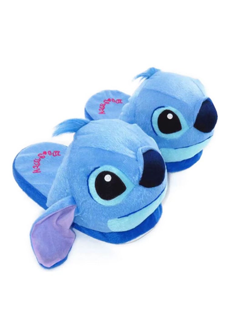Stitch Cartoon Plush Slippers | Free Size Fits All | Soft, Warm & Comfortable Home Indoor Slippers