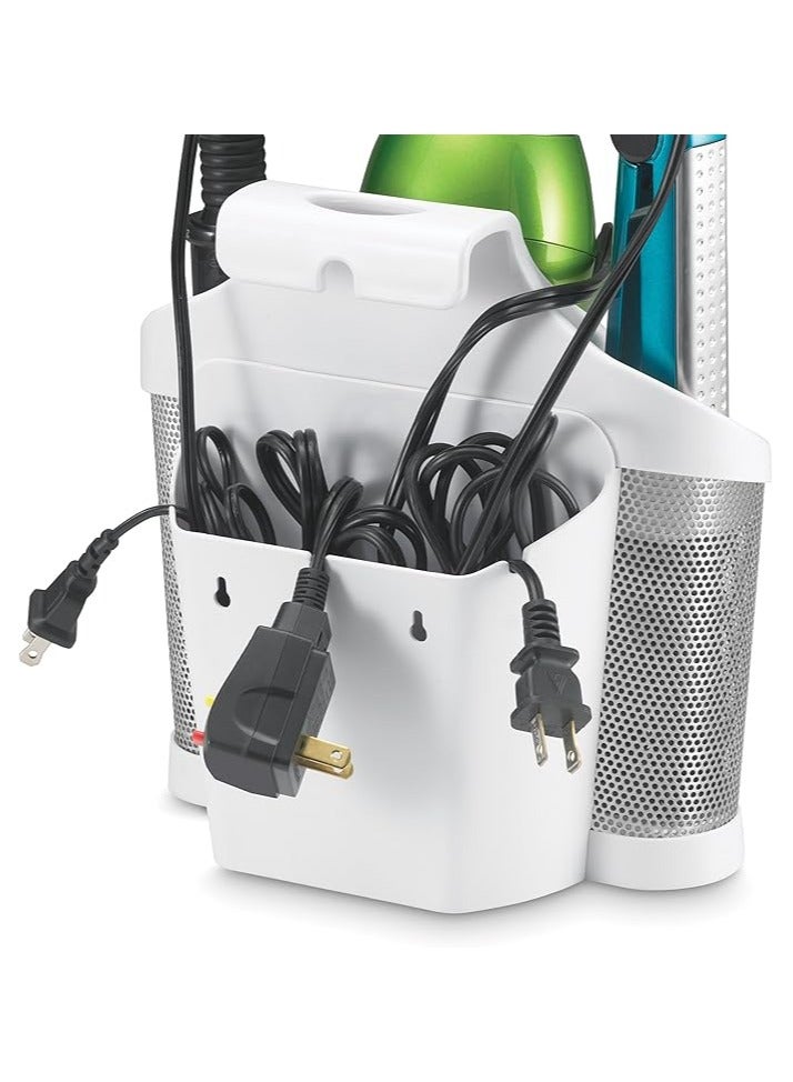 Polder Blow Dryer and Straightener Holder, Stainless Steel, White, - Image 4