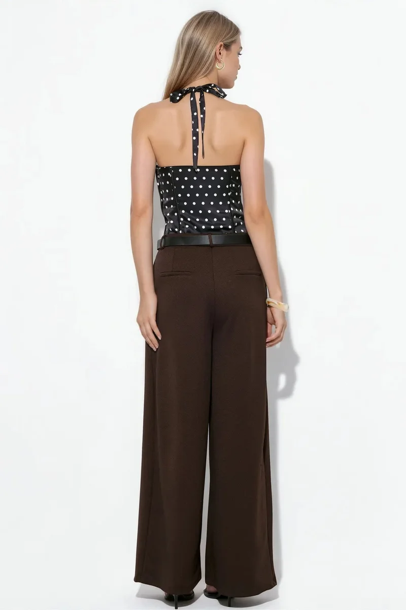 BUSEM High-Waist Wide-Leg Crepe Trousers With Belt