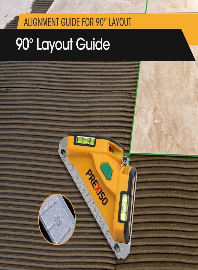 PREXISO Square Laser-65Ft Green Beam Floor Tile Laser Level, Tile Laser Line Projection, Angle 90 degree Aluminum Base Magnetic Level Square Built-In 2 Bubble Vials-With 3 Mounting Pins 3AA Batteries - Image 4