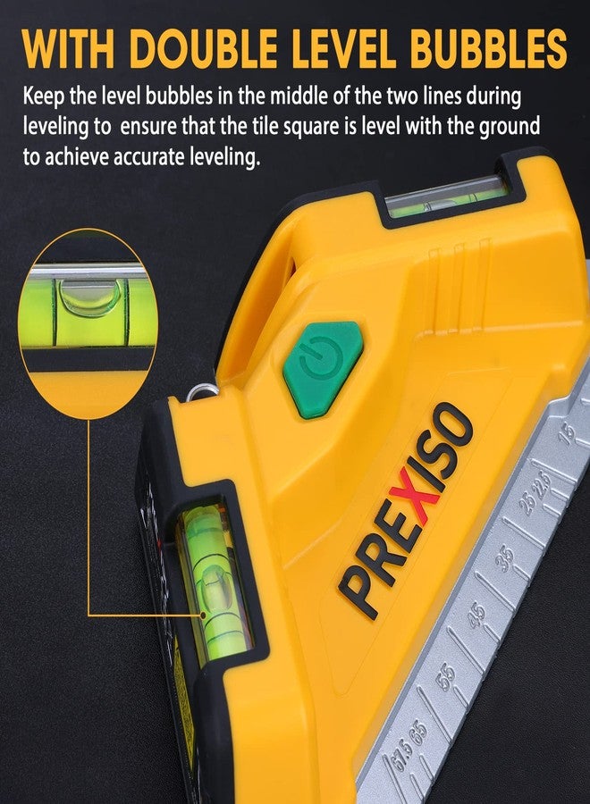 PREXISO Square Laser-65Ft Green Beam Floor Tile Laser Level, Tile Laser Line Projection, Angle 90 degree Aluminum Base Magnetic Level Square Built-In 2 Bubble Vials-With 3 Mounting Pins 3AA Batteries - Image 3