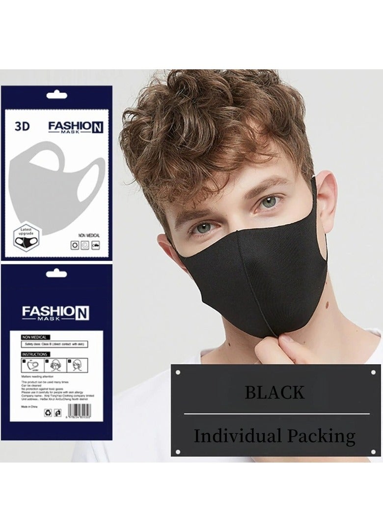 15-Piece Black Face Masks with Soft Elastic Ear Loop Cover, Reusable Cotton Comfy Breathable Outdoor Fashion Face Protections for Man and Woman, Washable and Breathable Masks（individual packing） - Image 2
