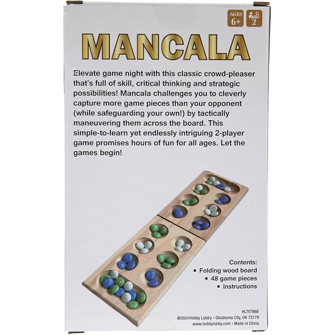 Hobby Lobby Traditional Mancala Board Game, 2 Player Strategy Game | 5-10 Minutes per Game - Image 3