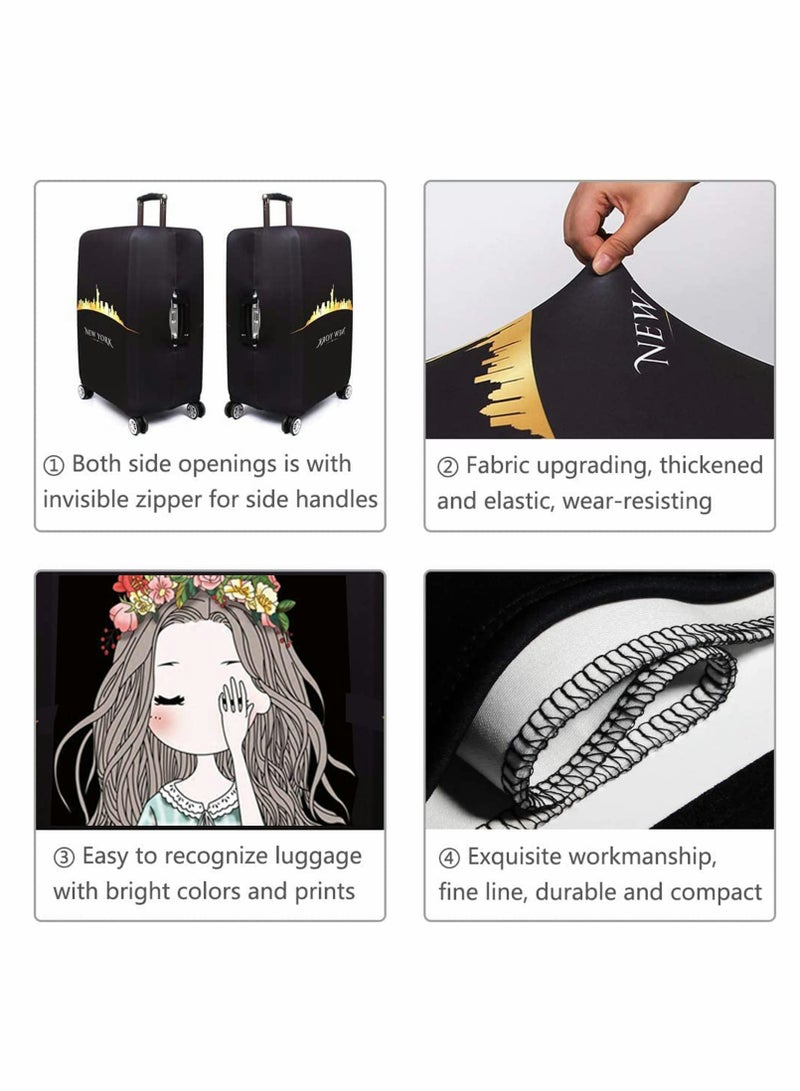 غطاء حقائب متين، غطاء واقي من الماء لأمتعة السفر، غطاء حقيبة سفر قابل للغسل من مادة سباندكس يناسب حقائب بقياس 22"-24"، للاستخدام اليومي في رحلات العمل والمدرسة (م، فتاة خجولة) - Image 4