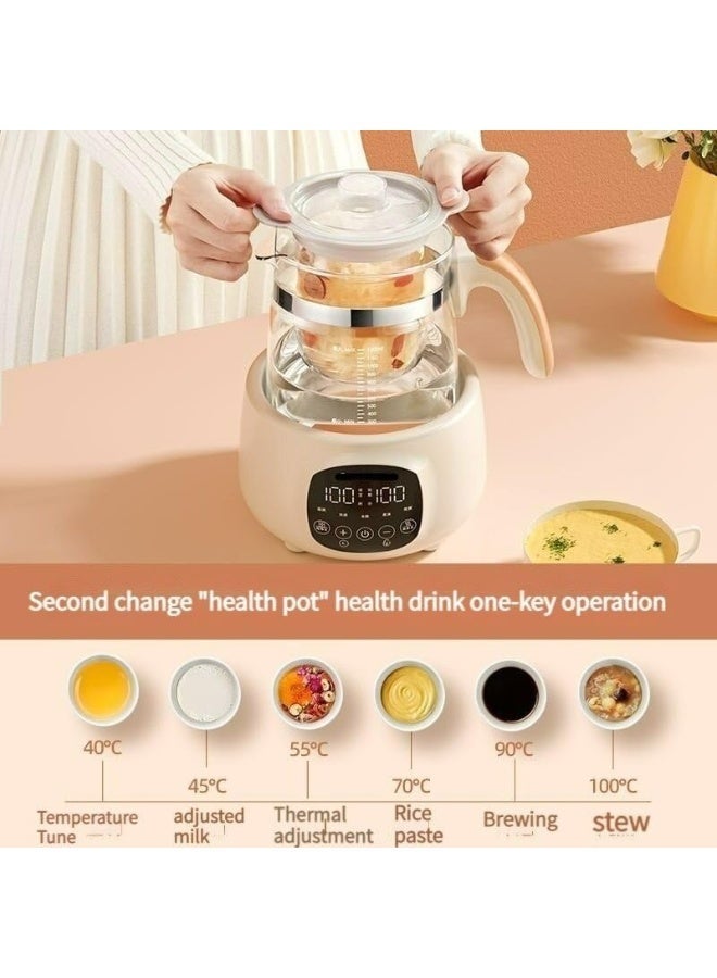 1.5L Smart Glass Electric Kettle 800W with Digital Temperature Control, Multifunction Electric Tea & Coffee Kettle with 304 Stainless Steel Heating Base, LED Display, Anti-Slip Comfortable Handle and Automatic Heating Functions - Image 3
