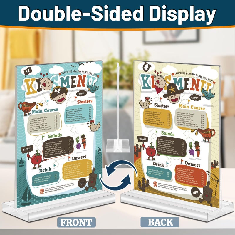 StyEdEk 15 Pack 4x6 Inch Acrylic Sign Holder, T Shape Clear Menu Holder, Double Sided Desktop Paper Holder, TableTop Sign Holder for Reception, Office, Party Decoration, Store, Numbers Picture Frames - Image 4