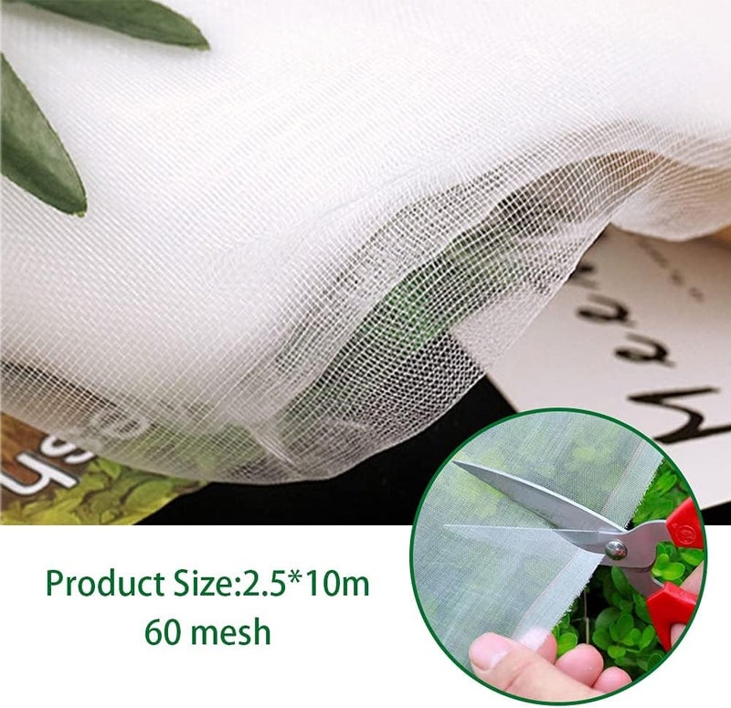 MAKINGTEC Insect Netting Mesh, Garden Netting for Plants Garden Netting Fine Mesh Insect Netting Vegetable Netting Protection Plant Protection Netting for Vegetables Flowers Fruits Garden Outdoors 2.5 x 10m - Image 5