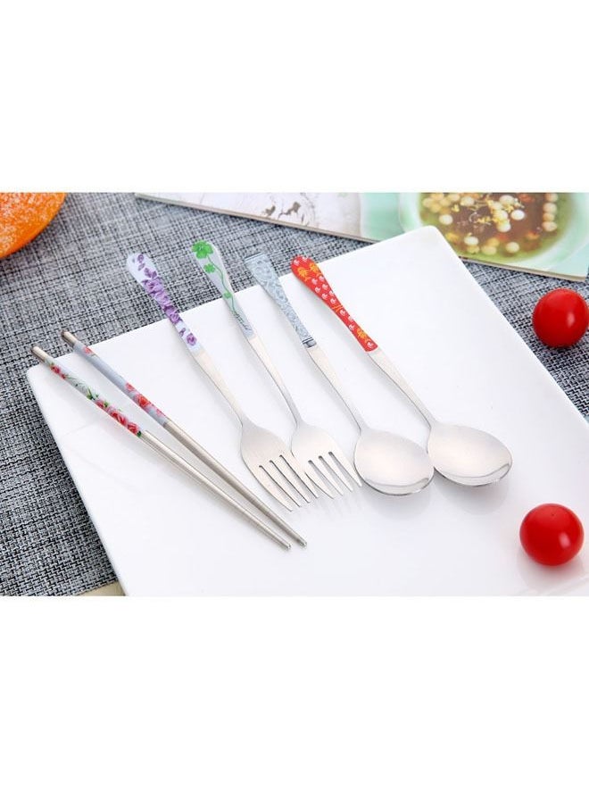 ZCM-HAPPY - 4 Boxes Of Chopsticks, Spoon And Fork Three-piece Set - Image 1