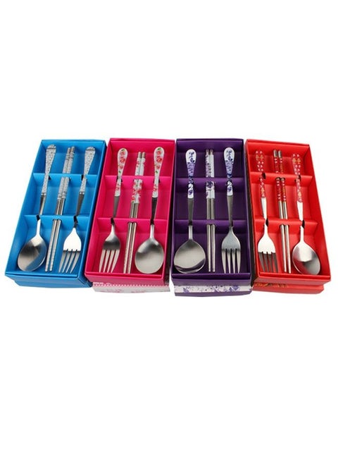 4 Boxes Of Chopsticks, Spoon And Fork Three-piece Set