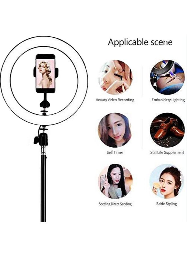10 Selfie Ring Light with 210CM Tripod Stand Including Phone Holder Ring Light for iPhone Android Light Stand for Live Stream Makeup YouTube Video Photography - Image 4