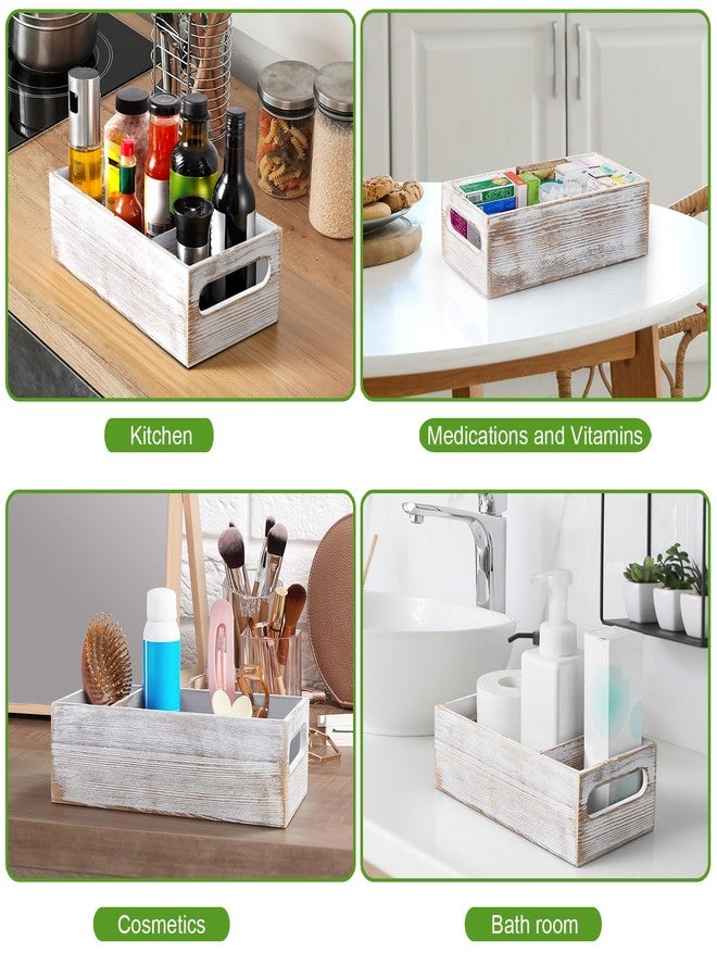 DRASTAR Pantry Organization and Storage Bins, Seasoning Packet Organizer with Removable Dividers,Wooden Storage Caddy for Kitchen, Pantry, Cabinet, Countertop， Whitewashed - Image 3