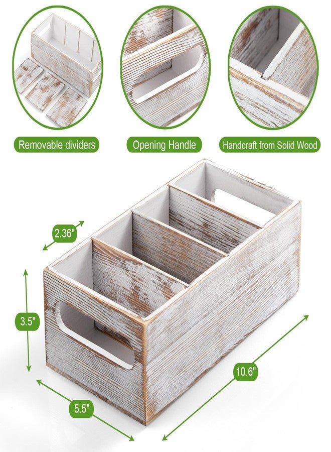DRASTAR Pantry Organization and Storage Bins, Seasoning Packet Organizer with Removable Dividers,Wooden Storage Caddy for Kitchen, Pantry, Cabinet, Countertop， Whitewashed - Image 2