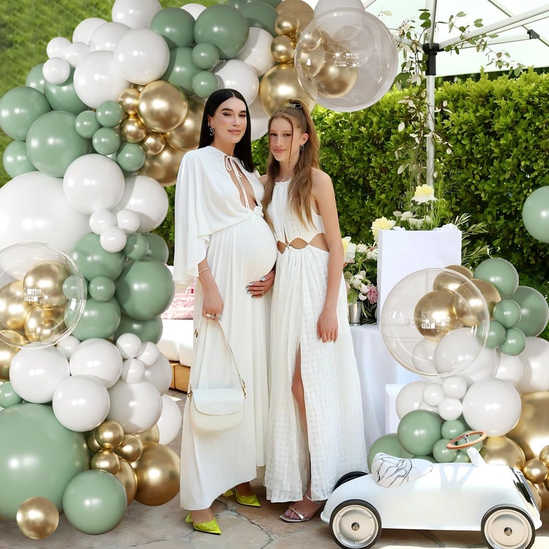 NUTTYBASH Sage Green Balloon Arch Kit 126 Pcs Neutral Green and White Metallic Gold Balloon Arch Garland Kit for Wedding Birthday Baby Shower Gender Reveal Bridal Decorations - Image 4