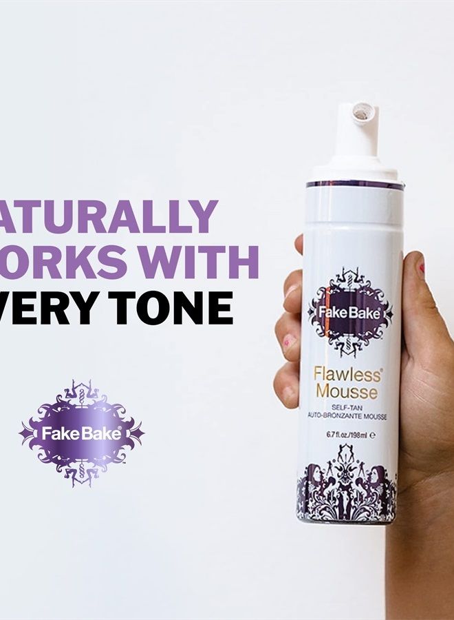 Fake Bake Flawless Self Tanning Mousse Streak-Free, Long-Lasting Natural Glow For All Skin Tones Women & Men - Sunless Tanner Includes Mitt For Easy Application, Black Coconut Scent - 6.7 oz - Image 3