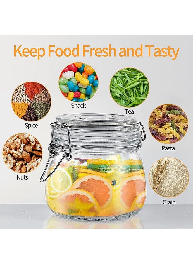 OLWICK أوعية تخزين زجاجية محكمة الإغلاق 6 قطع من أولويك مع غطاء مشبك فولاذي وختم سيليكون/جرار زجاجية/أوعية تخزين للمطبخ/وعاء بسكويت (مدور، 500 مل) - شفاف - Image 4