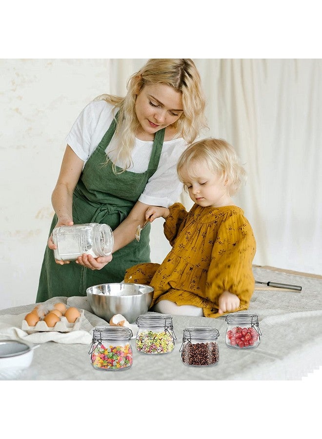 OLWICK أوعية تخزين زجاجية محكمة الإغلاق 6 قطع من أولويك مع غطاء مشبك فولاذي وختم سيليكون/جرار زجاجية/أوعية تخزين للمطبخ/وعاء بسكويت (مدور، 500 مل) - شفاف - Image 3