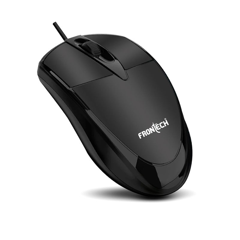 FRONTECH Power Wired USB Mouse, 3-Button, 1000 DPI Optical Sensor, Plug & Play, for Windows/Mac (MS-0047) - Image 1