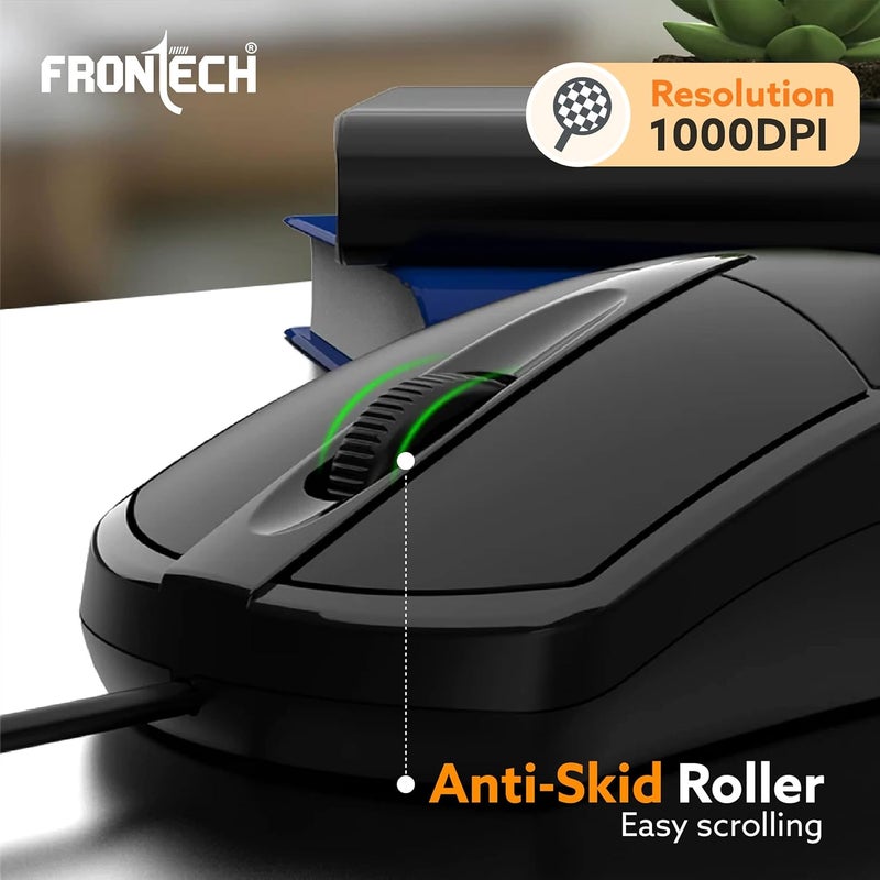 FRONTECH Power Wired USB Mouse, 3-Button, 1000 DPI Optical Sensor, Plug & Play, for Windows/Mac (MS-0047) - Image 3