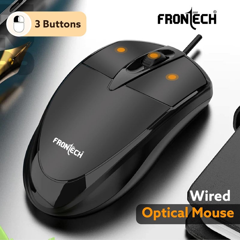 FRONTECH Power Wired USB Mouse, 3-Button, 1000 DPI Optical Sensor, Plug & Play, for Windows/Mac (MS-0047) - Image 2