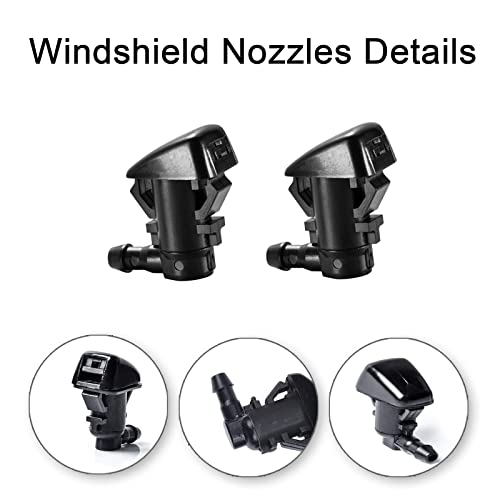 YIENAKFUN Front Windshield Washer Nozzles Kit for 05-16 Jeep Grand Cherokee 05-13 Chevy Malibu 05-10 Pontiac G6 07-10 Saturn Aura 55372143AB 55079049AA Wiper Spray Washer Jet with 3M Fluid Hose & 6 Connectors - Image 2