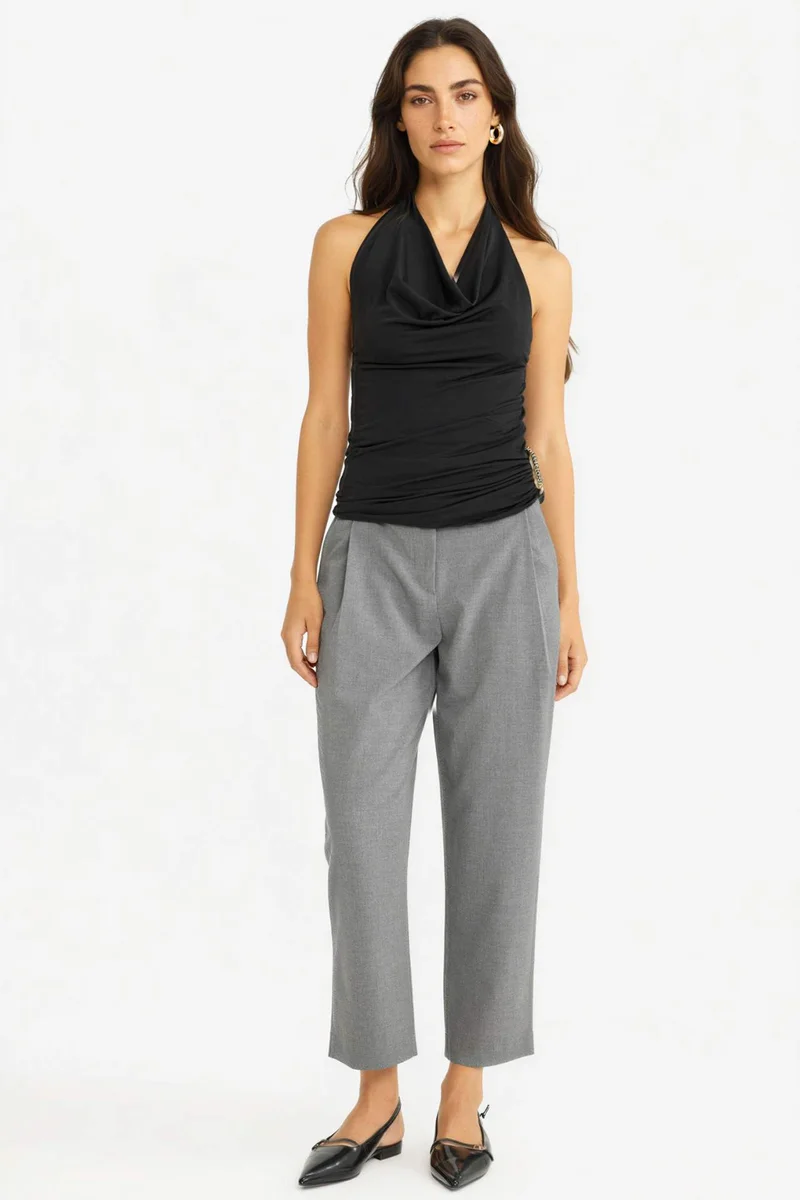 ديفاكتو Barrel Fit Crop Ankle Length Trousers