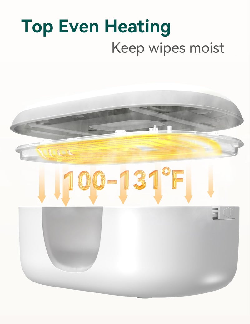 Babelio Baby Wipe Warmer and Wet Wipes Dispenser | Large Capacity Wipes Warmer for Babies with Night Light | Top Even Heating, 4-Level Temperature (100-131â„‰) | Newborn Essentials - Image 2