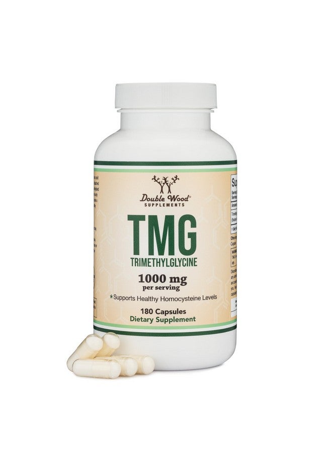 Double Wood Supplements TMG Trimethylglycine Supplement 1,000mg Per Serving, 180 Capsules (TMG Supplements for Homocysteine Control) Genuine TMG with Fishy Smell, Gluten Free, Non-GMO - Image 1