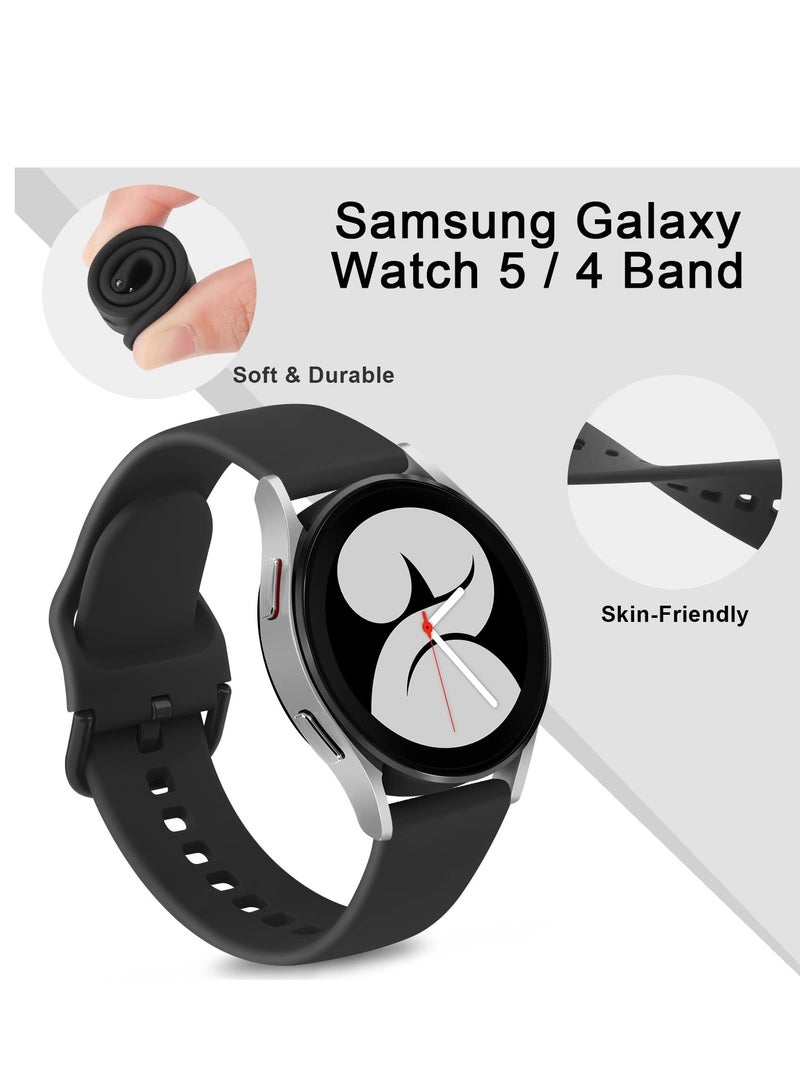 4 Pack Watch Bands for Samsung Galaxy Watch 5 Bands 40mm 44mm, Galaxy Watch 5 Pro Wristband 45mm, 20mm Adjustable Silicone Strap Replacement Band for Galaxy Watch 5 Women Men - Image 2