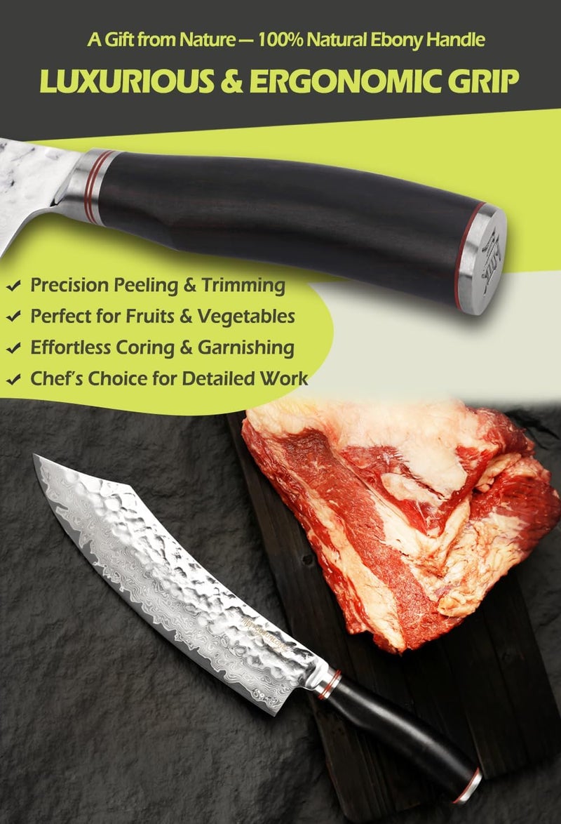 YOUSUNLONG Damascus Professional Kitchen 10 Inch Bent Cutter Chef's Knife - Japanese VG10 - Ebony Handle - Image 5