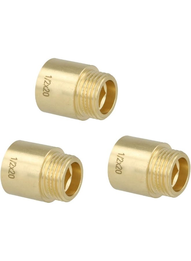 Biella 3Pcs Brass Extension Nipple Male To Female 1/2" British Standard Pipe (Bsp) For Extension Pipe Fitting (1/2 X 20) - Image 1