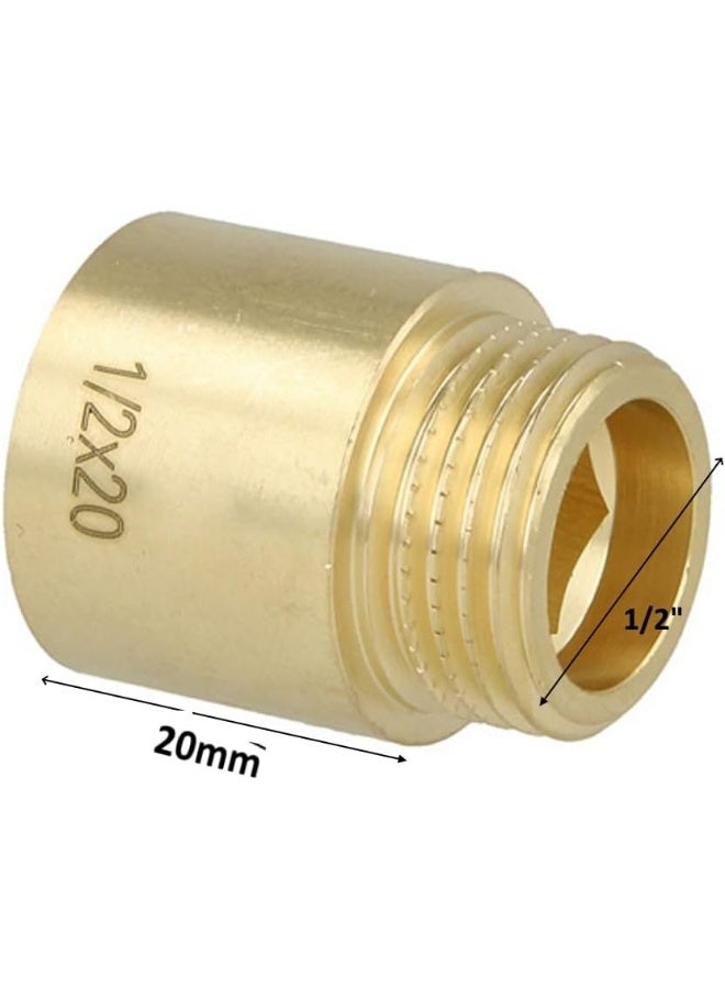 Biella 3Pcs Brass Extension Nipple Male To Female 1/2" British Standard Pipe (Bsp) For Extension Pipe Fitting (1/2 X 20) - Image 2