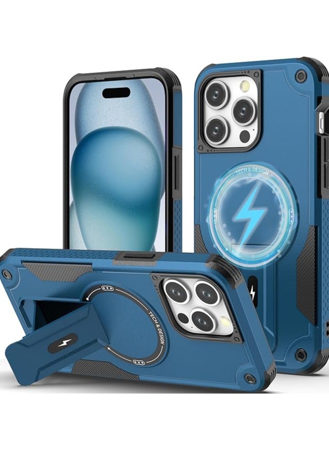 general Magnetic Case for iPhone 15 Pro Max/15 Pro/15 Plus/15 with Invisible Stand 【MagSafe Compatible】 【Drop Protection】 with Soft TPU Edge, Hard Back, Anti-Fingerprint, Protective Case