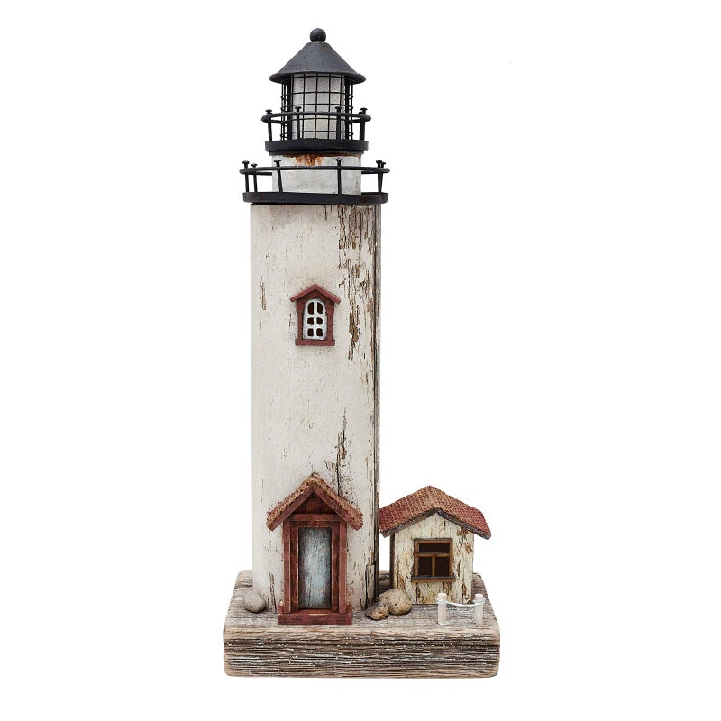 Attraction Design Wooden Lighthouse Decor with Light  Decorative Nautical Lighthouse Rustic Ocean Sea Beach Themed Lighthouse Decoration - Image 1