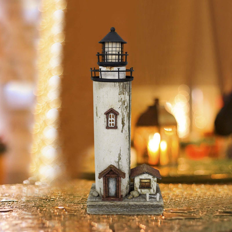 Attraction Design Wooden Lighthouse Decor with Light  Decorative Nautical Lighthouse Rustic Ocean Sea Beach Themed Lighthouse Decoration - Image 4