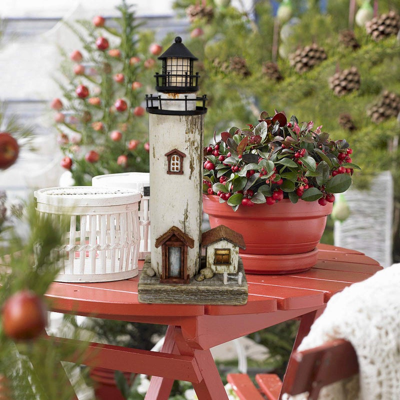 Attraction Design Wooden Lighthouse Decor with Light  Decorative Nautical Lighthouse Rustic Ocean Sea Beach Themed Lighthouse Decoration - Image 2