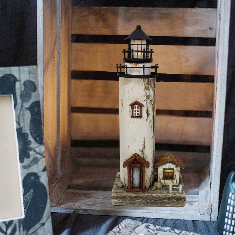 Attraction Design Wooden Lighthouse Decor with Light  Decorative Nautical Lighthouse Rustic Ocean Sea Beach Themed Lighthouse Decoration - Image 3