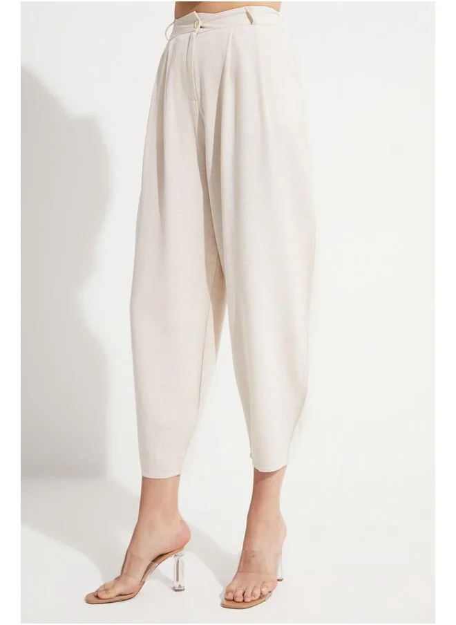 JUNE June Linen Blend Trouser Stone